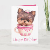 Yorkshire Terrier Puppy Roze Schattige Yorkie Verj Kaart (Voorkant)
