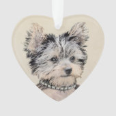 Yorkshire Terrier Puppy Schilderij Originele Honde Ornament (voorkant)
