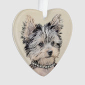 Yorkshire Terrier Puppy Schilderij Originele Honde Ornament (voorkant)