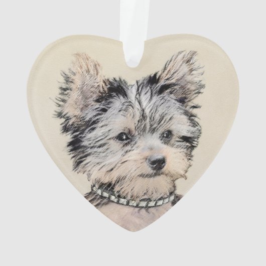 Yorkshire Terrier Puppy Schilderij Originele Honde Ornament (achterkant)