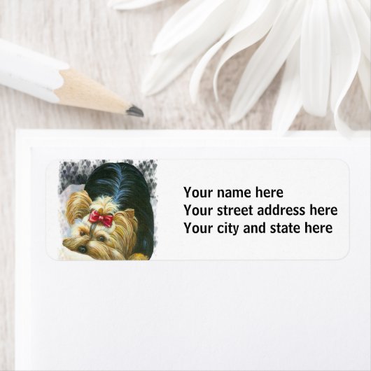 Yorkshire Terrier Puppy Spelen Etiket (Insitu)