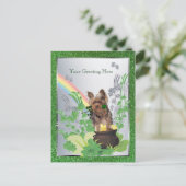 Yorkshire Terrier Puppy St Pattys - pas het aan Briefkaart (Staand voorkant)