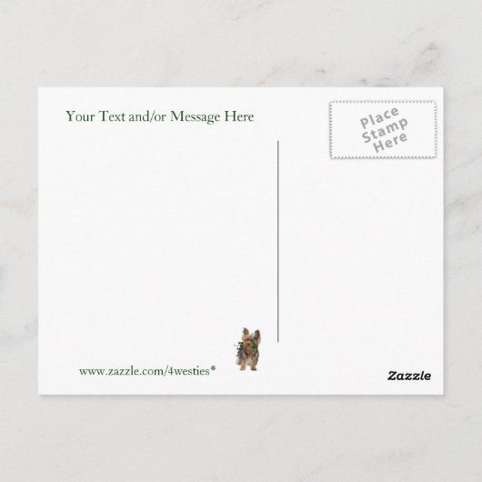 Yorkshire Terrier Puppy St Pattys - pas het aan Briefkaart (Achterkant)