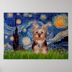 Yorkshire Terrier Puppy - Sterrennacht Poster