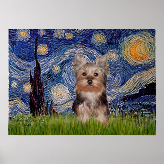 Yorkshire Terrier Puppy - Sterrennacht Poster (Voorkant)