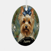 Yorkshire Terrier Puppy's Eerste Kerst Ornament (Voorkant Rechts)