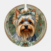 Yorkshire Terrier Puppy's Eerste Kerst Ornament (Achterkant)