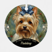 Yorkshire Terrier Puppy's Eerste Kerst Ornament (Voorkant)