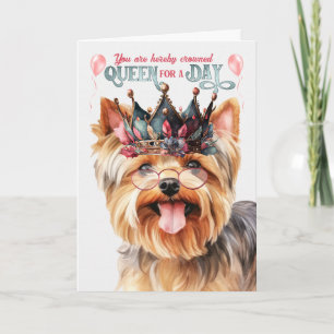 Yorkshire Terrier Queen voor Dag Funny Birthday Kaart
