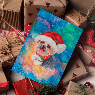 Yorkshire Terrier Ras Hond Kerstmis Feestdagenkaart