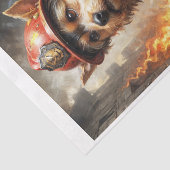 Yorkshire Terrier rashond als brandweerman Tissuepapier (Detail)
