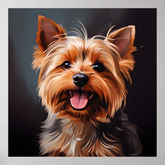 Yorkshire Terrier Realisme Kunstportret Poster (Voorkant)