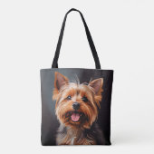 Yorkshire Terrier Realisme Kunstportret Tote Bag (Achterkant)