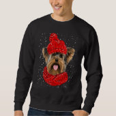 Yorkshire Terrier Red Winter Hat Christmas Scarf D Trui (Voorkant)