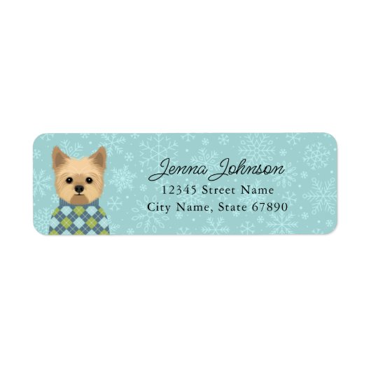 Yorkshire Terrier Retouradreslabels Etiket (Voorkant)