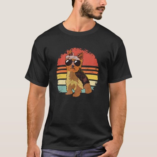 Yorkshire Terrier Retro Sunglazen Dog Yor T-shirt (Voorkant)