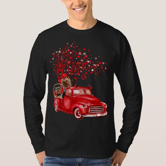Yorkshire Terrier Riding Truck Valentijn Vlinder T-shirt (Voorkant)