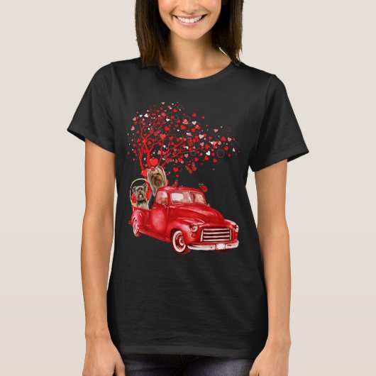 Yorkshire Terrier Riding Truck Valentijn Vlinder T-shirt (Voorkant)