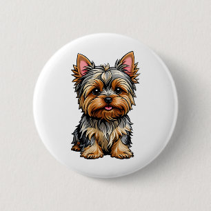Yorkshire Terrier Ronde Button 5,7 Cm