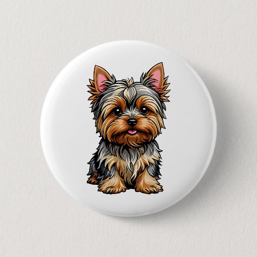 Yorkshire Terrier Ronde Button 5,7 Cm (Voorkant)