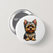 Yorkshire Terrier Ronde Button 5,7 Cm (Voorkant /achterkant)