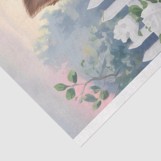 Yorkshire Terrier Roos Tuinschilderij Decoupage Tissuepapier (Detail)