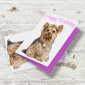 Yorkshire Terrier Roze Schattige Yorkie Happy Birt Kaart