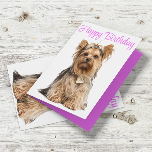 Yorkshire Terrier Roze Schattige Yorkie Happy Birt Kaart