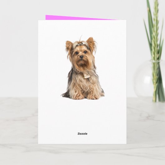 Yorkshire Terrier Roze Schattige Yorkie Happy Birt Kaart (Achterkant)