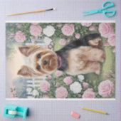 Yorkshire Terrier Rozentuin Schilderen Decoupage Tissuepapier (Craft)