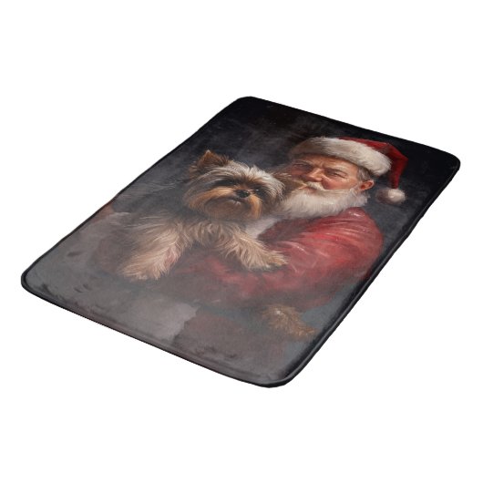 Yorkshire Terrier Santa Claus Feestelijke Kerstmis Badmat (Gekanteld)