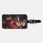 Yorkshire Terrier Santa Claus Feestelijke Kerstmis Bagagelabel (Voorkant horizontaal)
