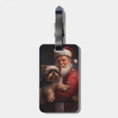 Yorkshire Terrier Santa Claus Feestelijke Kerstmis Bagagelabel (Achterkant verticaal)