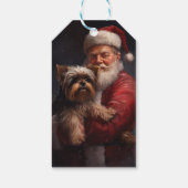 Yorkshire Terrier Santa Claus Feestelijke Kerstmis Cadeaulabel (Achterkant)