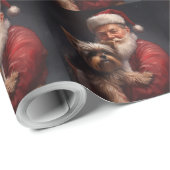Yorkshire Terrier Santa Claus Feestelijke Kerstmis Cadeaupapier (Rol Hoek)