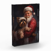 Yorkshire Terrier Santa Claus Feestelijke Kerstmis Fotoblokken (Links)