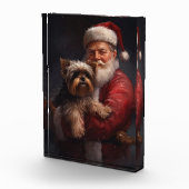 Yorkshire Terrier Santa Claus Feestelijke Kerstmis Fotoblokken (Rechts)