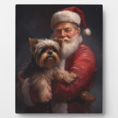 Yorkshire Terrier Santa Claus Feestelijke Kerstmis Fotoplaat (Voorkant)