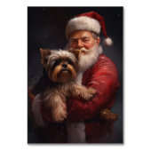 Yorkshire Terrier Santa Claus Feestelijke Kerstmis Kaart (Achterkant)