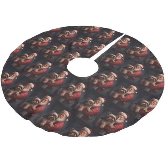 Yorkshire Terrier Santa Claus Feestelijke Kerstmis Kerstboom Rok (Gekanteld)