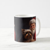 Yorkshire Terrier Santa Claus Feestelijke Kerstmis Koffiemok (Voorkant rechts)
