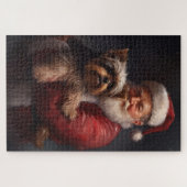 Yorkshire Terrier Santa Claus Feestelijke Kerstmis Legpuzzel (Horizontaal)