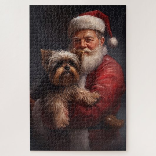 Yorkshire Terrier Santa Claus Feestelijke Kerstmis Legpuzzel (Verticaal)
