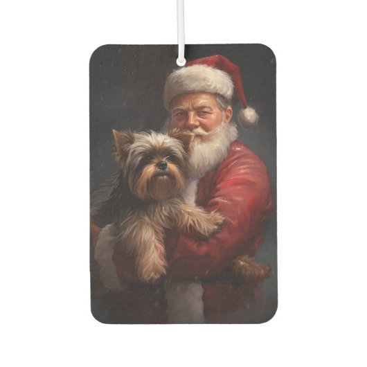 Yorkshire Terrier Santa Claus Feestelijke Kerstmis Luchtverfrisser (Voorkant)