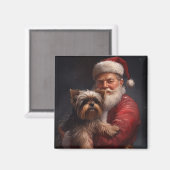 Yorkshire Terrier Santa Claus Feestelijke Kerstmis Magneet (Voorkant / Achterkant)