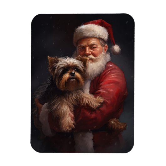 Yorkshire Terrier Santa Claus Feestelijke Kerstmis Magneet (Verticaal)
