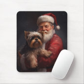 Yorkshire Terrier Santa Claus Feestelijke Kerstmis Muismat (Met muis)