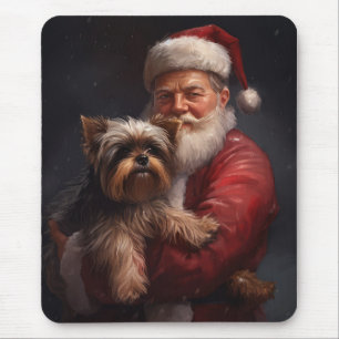 Yorkshire Terrier Santa Claus Feestelijke Kerstmis Muismat