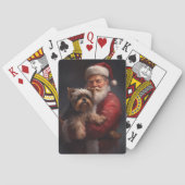 Yorkshire Terrier Santa Claus Feestelijke Kerstmis Pokerkaarten (Achterkant)