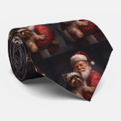 Yorkshire Terrier Santa Claus Feestelijke Kerstmis Stropdas (Opgerold)